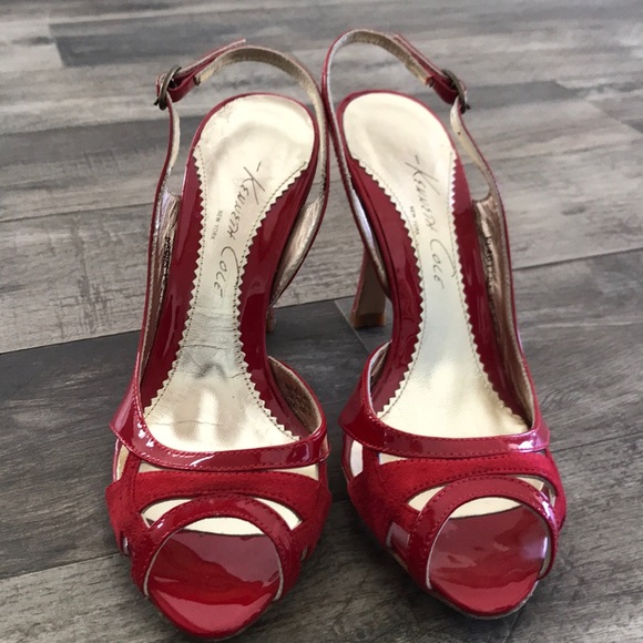 Kenneth Cole Size 6 Red Patent/Leather Heels - Picture 2 of 5